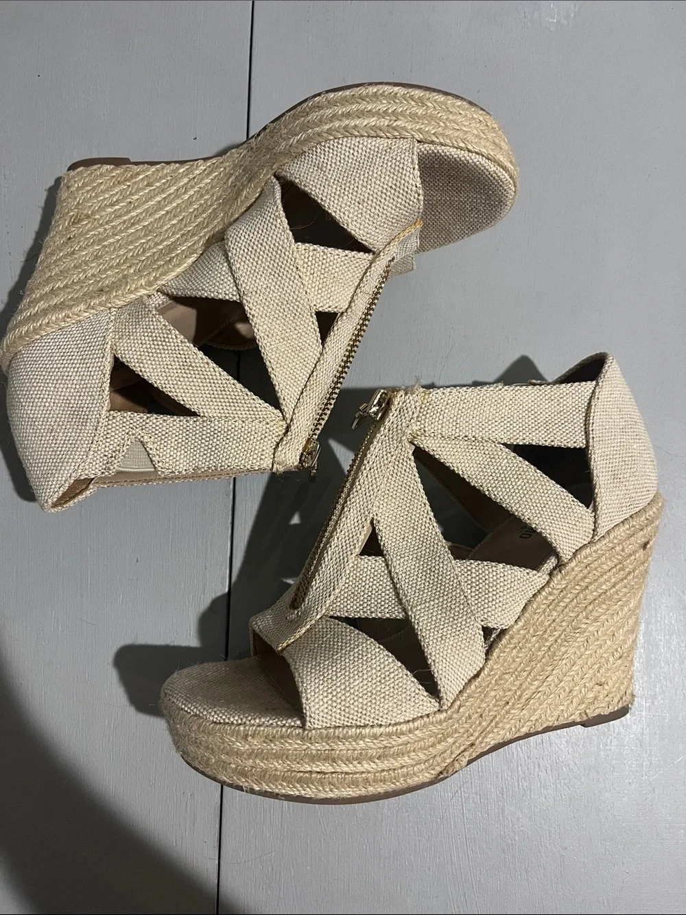 Mossimo Supply Co. Natural Canvas Espadrille Wedge Sandals
